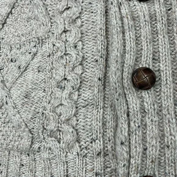 Aran Crafts Merino Shawl Collar Cardigan Sweater Mens L Speckled Stone Ireland